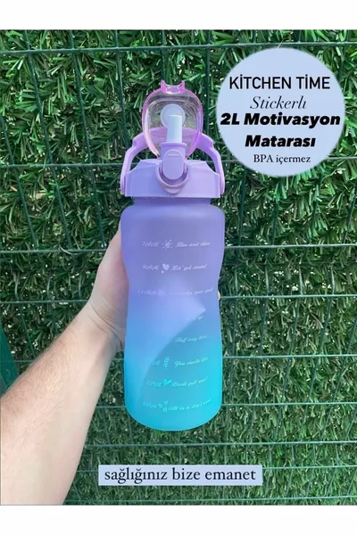Flacon d’eau de motivation violet Bouteille d’eau Drinker 2l Tritan Gym Bouteille d’eau Drinker sans BPA