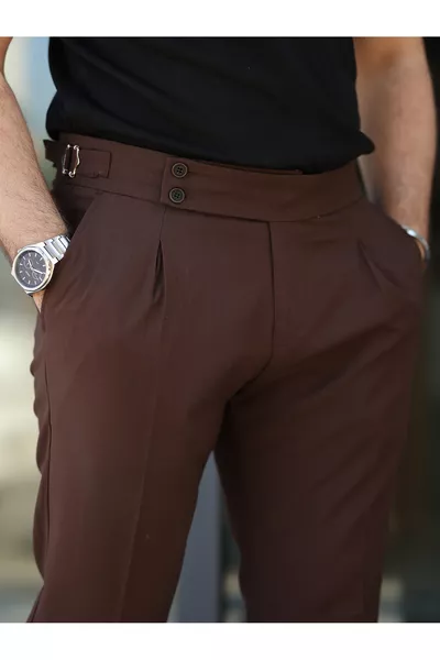 Men's Old Money Pleated Double-Cuff Fabric Trousers