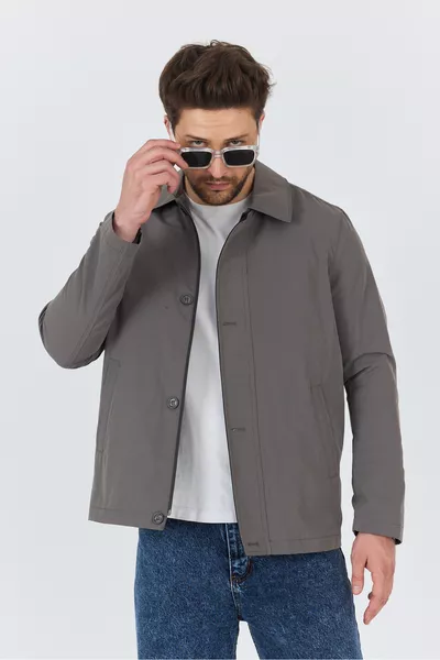 جاكيت صيفي وربيعي خفيف من القطن بلون زيتي