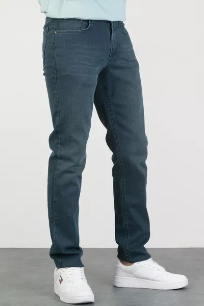 Men's Robert Olive Green Stonewashed Slim Fit Stretch Denim Jeans