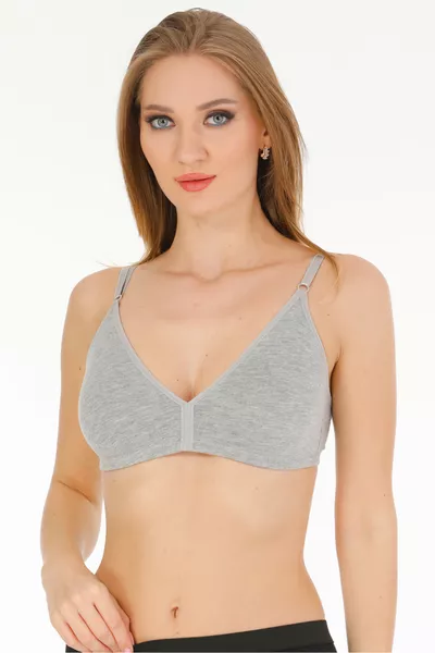 صدرية ضاغطة رمادية من القماش القطني