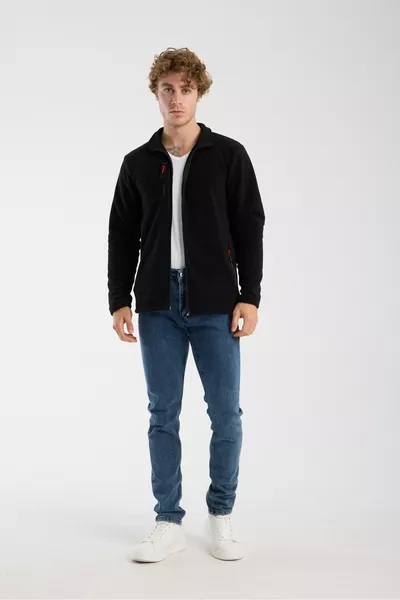 جاكيت بولار يونيسكس بسحاب كامل وثلاثة جيوب