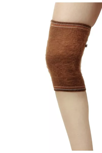 Genouillères en laine de poil de chameau - Pour hommes et femmes - Modèle porté - 1 paire