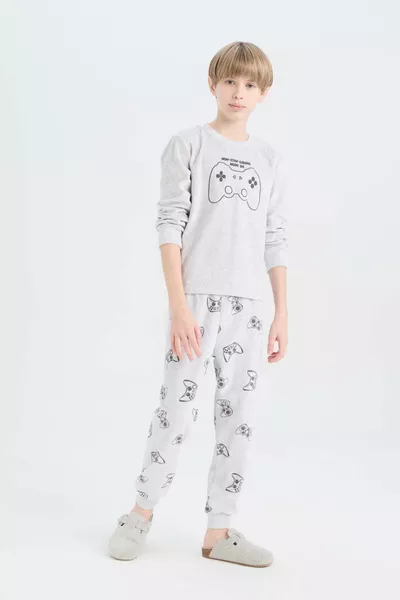 Boys' Velvet Pajama Set Printed Long Sleeve Top Long Pants CW