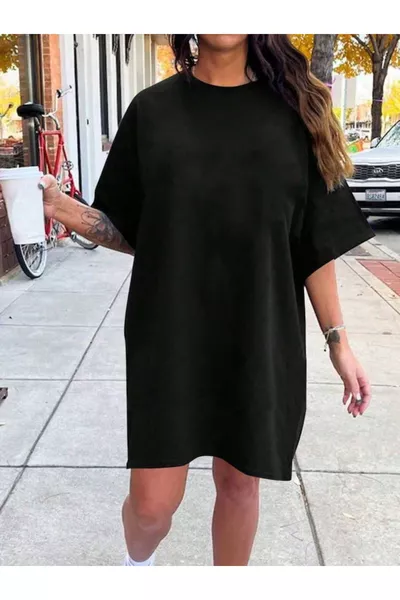Women's Solid Color Long Basic Dress Oversized T-Shirt