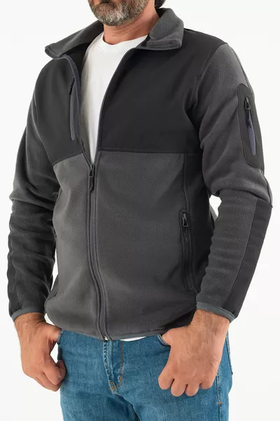 Men's Smoke Slim Fit Anti-Pilling, Non-Fuzzing Full-Zip Softshell Fleece-Trimmed Sweatshirt