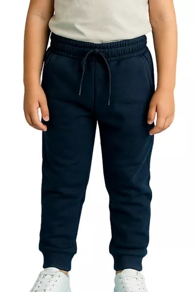 Pantaloni della tuta in cotone invernali per bambini, con tasche doppie, blu scuro