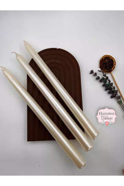 Decoratieve metaalachtige witte parelmoer kandelaar kaars set van 3