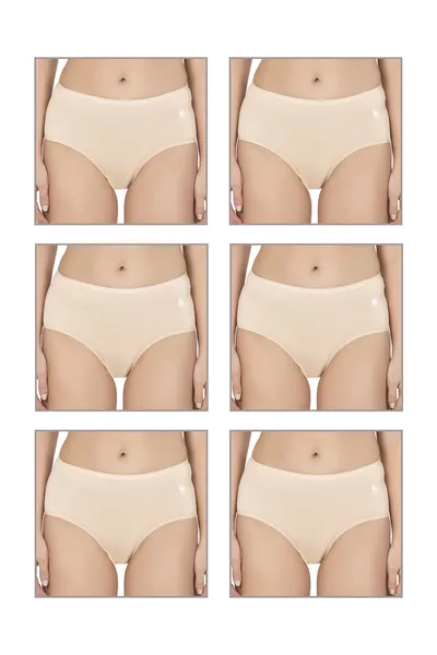 أوزكان  عبوة 6 قطع نسائية، سروال داخلي عالي الخصر من القطن والمودال، مرن وناعم