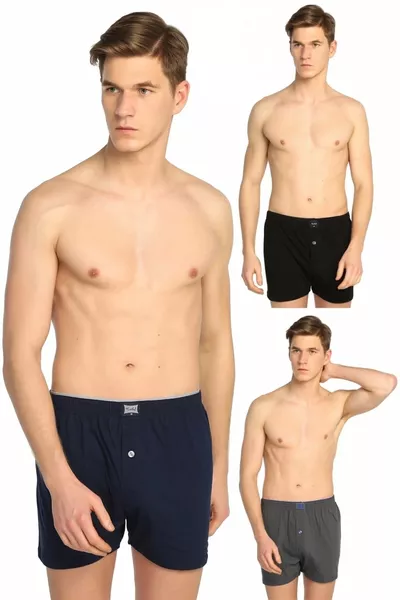 Herren Baumwoll-Boxershorts in Schwarz + Fume + Marineblau, 6 Stück, Abani Classic
