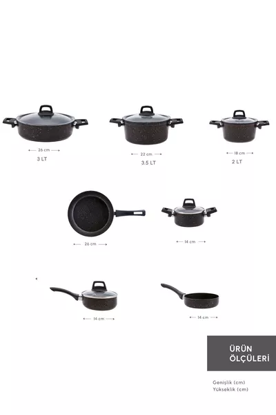 Biogranit Blackgold  Parça Tencere ve Tava Seti