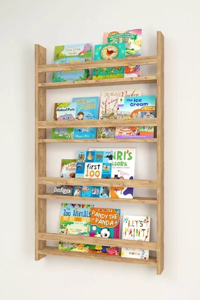 4-Shelf  x  cm Montessori Bookshelf Educational Children's Bookshelf Pine