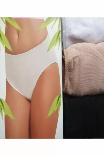 سليپ نسائي من البامبو مقاوم للعلامات 6 قطع لون أسود وأبيض (igp)