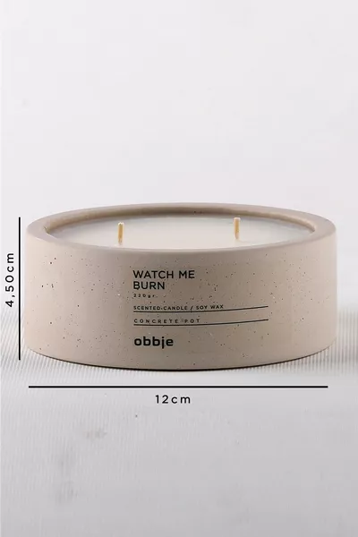 Bougie parfumée à l'ambre, bougie en béton décorative, double mèche horizontale