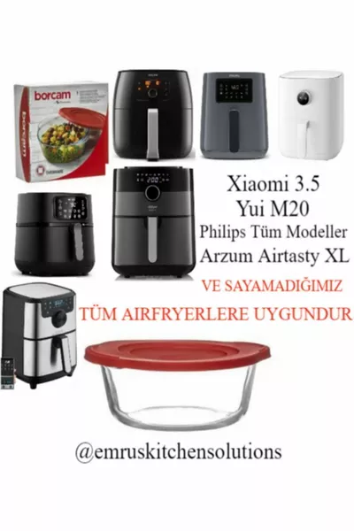 Стеклянная жаропрочная форма для аэрогриля Xiaomiairfryer 3,5 л, Philips Airfryer 4,1/7,3 XXL, Tefal Easyfry, Arzum Airtasty XL