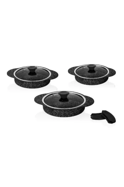 Granit Plus 3 Lü Sahan Seti Slikonlu Siyah 