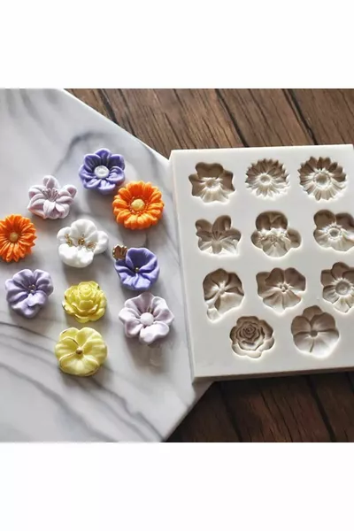 moule en silicone à fleurs multiples pour bougie, moule en silicone pour pierre parfumée ou céramique, moule à bougie