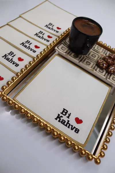 6 броя салфетки Bi'Kahve за сервиране, салфетки за кафе и коктейли