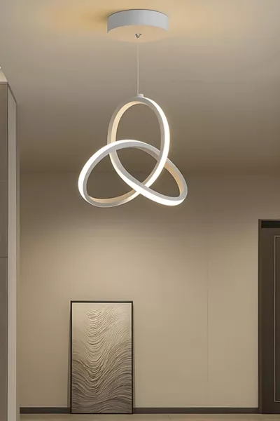 Nelvador Beyaz Modern Ultra Beyaz Ledli Sarkık Ledli Avize