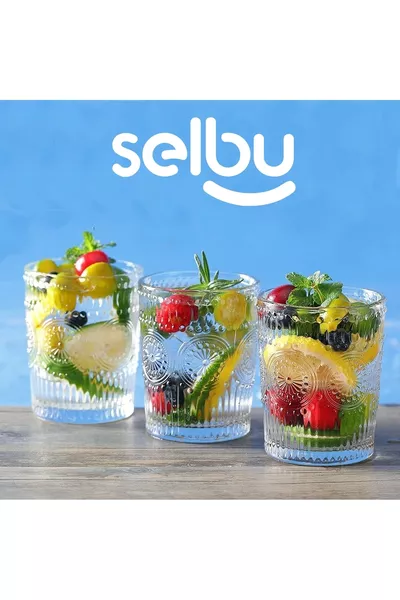 Sunflower Pattern 6-Piece Glass Cup Set | Stylish Design for Beverages and Water | Popular Glass Set