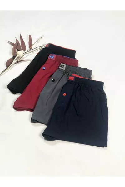 Dilay Homme Lot de 4 Boxers en Jersey à Boutons  % Coton Couleurs Variées