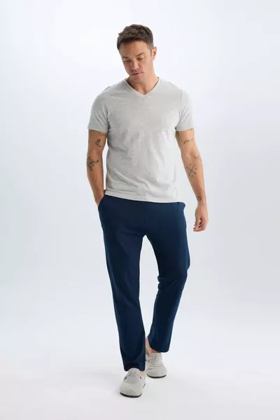 % Памук Regular Fit V-образно деколте Памучна базова права тениска с къси ръкави SP