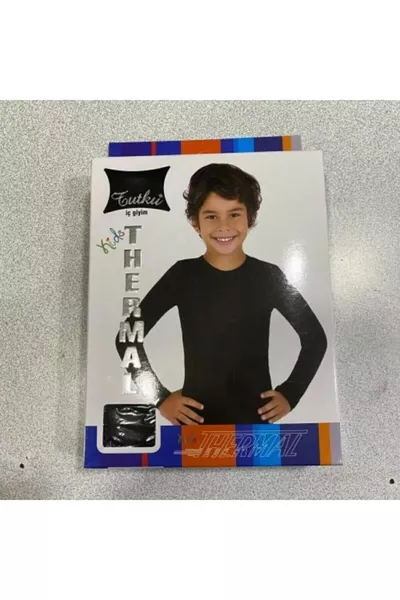 Children's Black Long Sleeve Viscose Brushed Set Thermal Wear & Innerwear