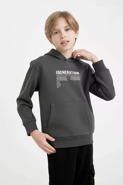 هوديي مدرسي للأطفال الأولاد بجيب وطبعة كتابة صيفي WN