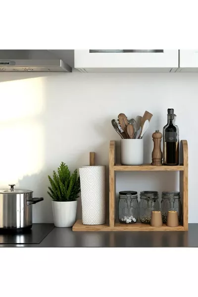 رف مطبخ بورق مناشف، رف على الطاولة، حامل مناديل، من خشب الصنوبر