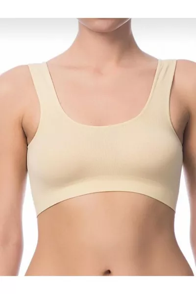 Ten Rengi Dikişsiz Kalın Askılı Büstiyer Sütyen 