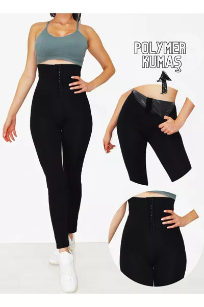 Legging Taille Haute Sauna Thermique à Agrafes / Boutons