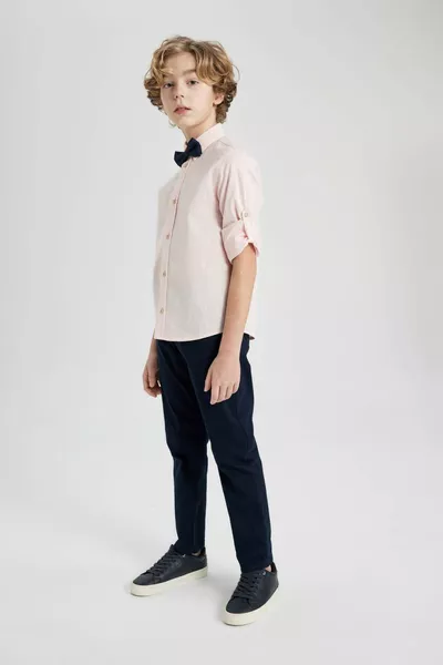 Camicia a maniche lunghe con colletto polo da bambino maschio, confezione da 2 SM