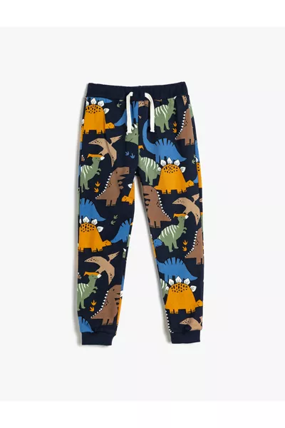 Chardonnay Jogger Sweatpants with Dinosaur Print and Drawstring Waist