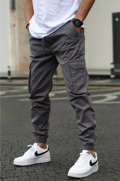 Men's Cargo Cell Phone Pants with Waist and Ankle Elastic