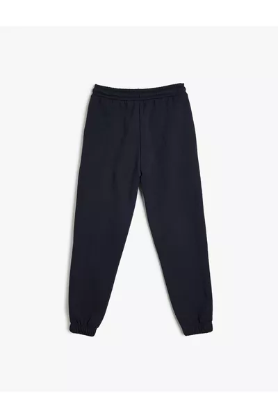 Tie-Waist Fleece-Lined Basic Jogger Sweatpants with Pocket Detail