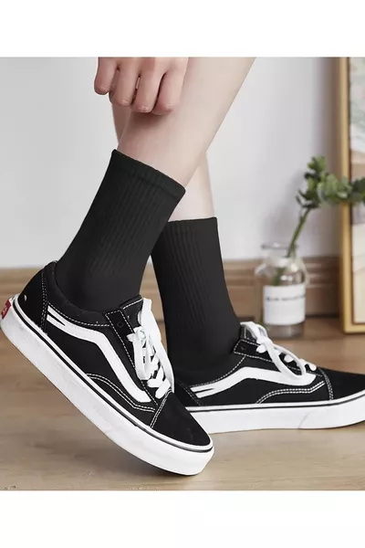 -Pack Solid Black Tennis Socks