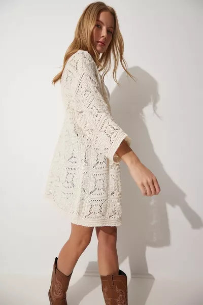 Seasonal Openwork Knit Cardigan