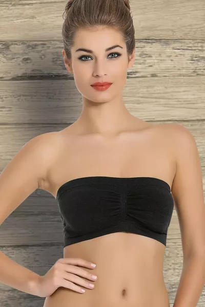 Mf Kadın Pedli Straples Örme Seamless Dikişsiz Basic Bandeo Büstiyer 