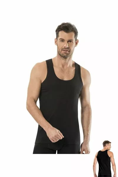  Мъжки черен потник с презрамки 3 броя пакет Abani Classic