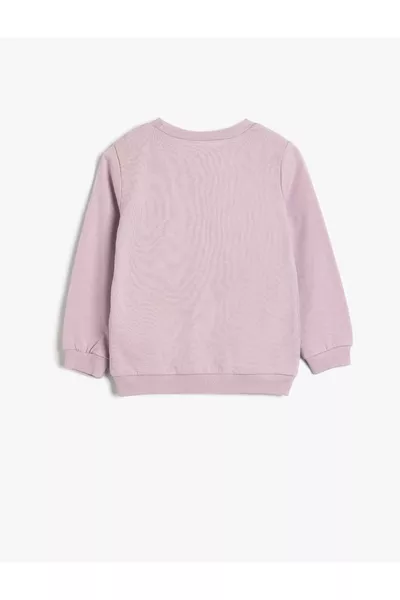 Sweatshirt met drukkingsdetail, ronde hals, lange mouwen van geborsteld katoen