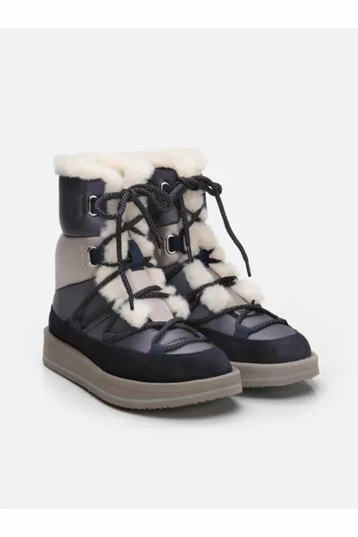 Lynny Stivali da donna in tessuto blu navy in vera pelle scamosciata