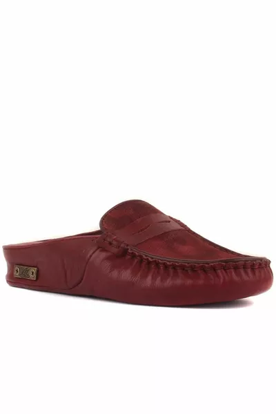 - Pantofole da casa da donna in pelle bordeaux
