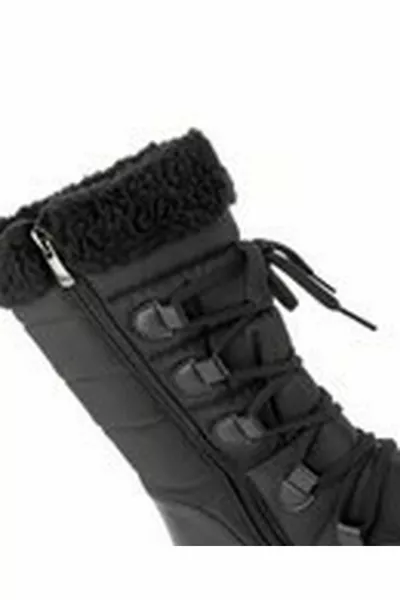 ٪ جلد طبيعي سستة 6 نقطة العظام المرأة أحذية الثلج السوداء