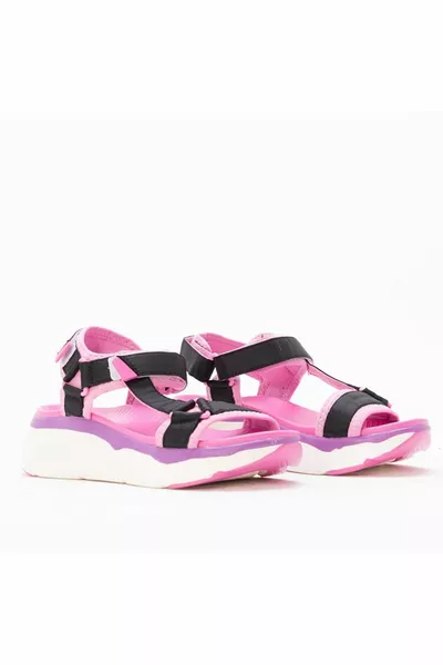 Женские сандалии на мягкой подошве черные Velcro -1