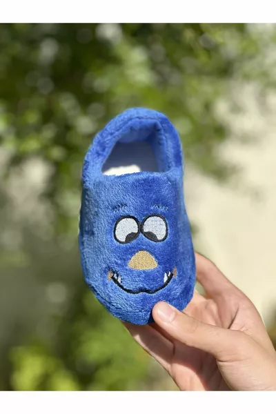 ملابس منزلية حضانة الأطفال باندوف أحذية مدرسية منزلية نعل ناعم أحذية حضانة فيلكرو كحلي أزرق دو