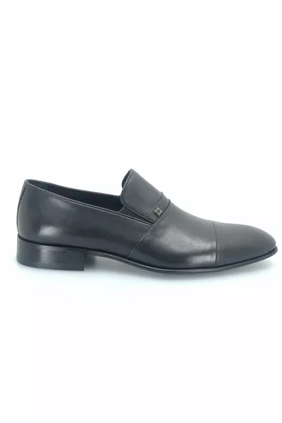 Aronay Elasticated Jurdan Leather Men's Classic Shoes BLACK-SKIN
