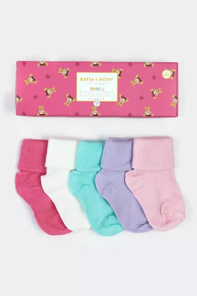 5 حزمة حديثي الولادة الخيزران الطفل الجوارب الملونة