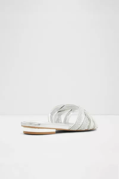 CORALLY - Silberne Abendpantoffeln für Damen