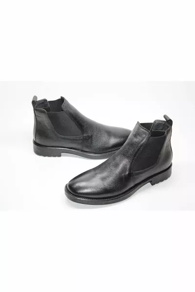 НЕХЛЪЗГАЩА СЕ ПОДМЕТКА ОТ ЕСТЕСТВЕНА КОЖА ЛАСТИК ОТ ДВЕТЕ СТРАНИ EASY WEAR ЩАМП КОЖА КЛАСИЧЕСКИ ЧЕРНИ БОТУШИ ЧЕЛСИ