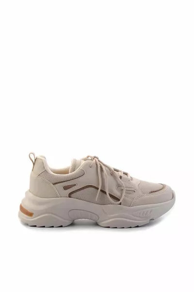 Beige Tan Mesh Dames Sneakers 